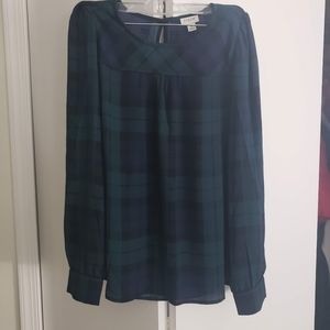 J Crew Black Watch Plaid Blouse
